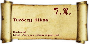 Turóczy Miksa névjegykártya